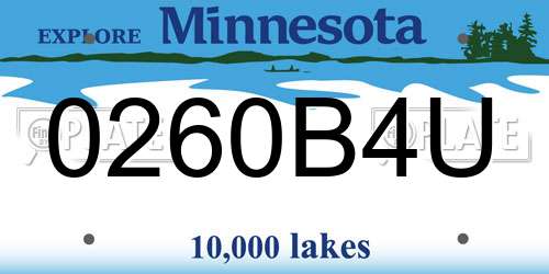 0260B4U Minnesota License Plate