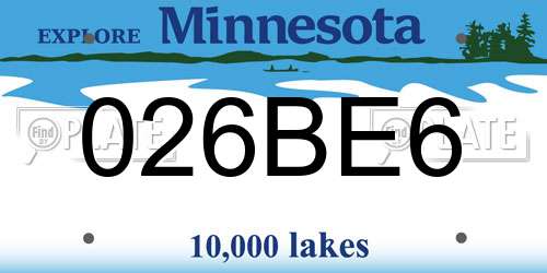 026BE6 Minnesota License Plate