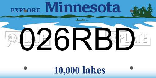026RBD Minnesota License Plate