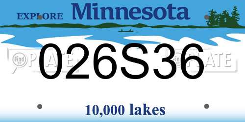 026S36 Minnesota License Plate