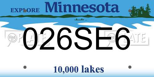 026SE6 Minnesota License Plate