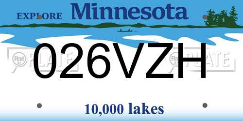 026VZH Minnesota License Plate