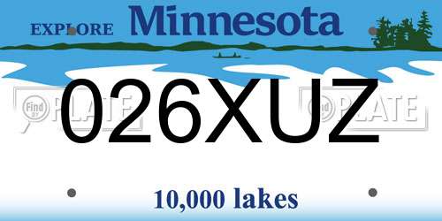 026XUZ Minnesota License Plate