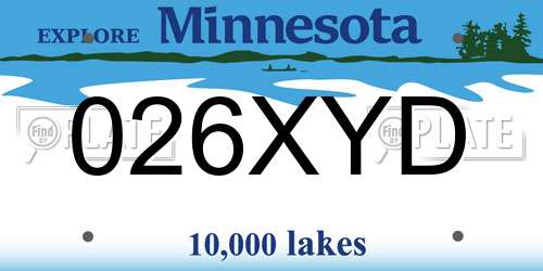 026XYD Minnesota License Plate