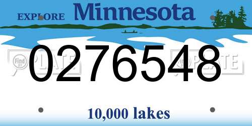 0276548 Minnesota License Plate