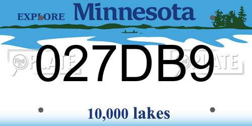 027DB9 Minnesota License Plate