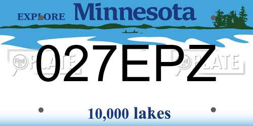 027EPZ Minnesota License Plate