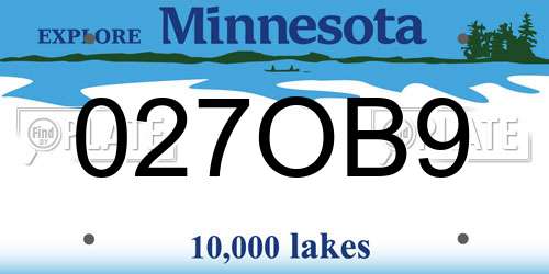 027OB9 Minnesota License Plate