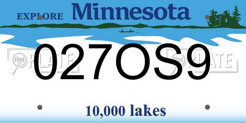 027OS9 Minnesota License Plate