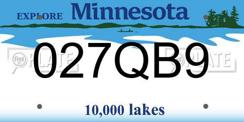 027QB9 Minnesota License Plate