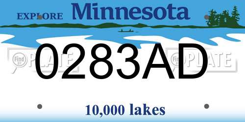 0283AD Minnesota License Plate