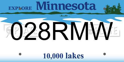 028RMW Minnesota License Plate