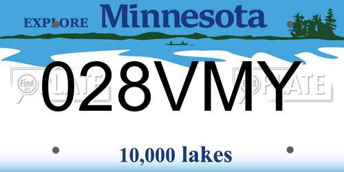 028VMY Minnesota License Plate
