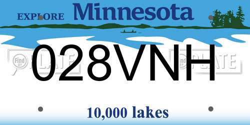 028VNH Minnesota License Plate
