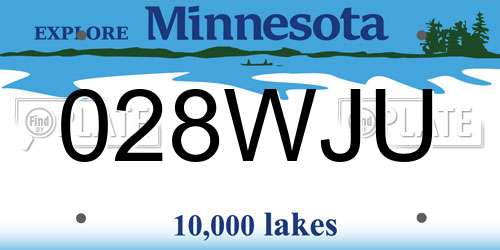 028WJU Minnesota License Plate