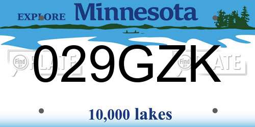 029GZK Minnesota License Plate