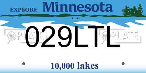 029LTL Minnesota License Plate