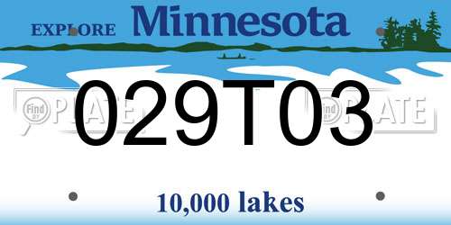 029T03 Minnesota License Plate