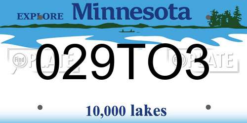 029TO3 Minnesota License Plate