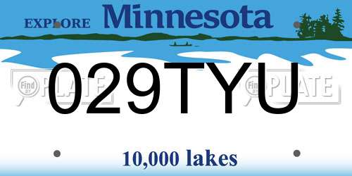 029TYU Minnesota License Plate