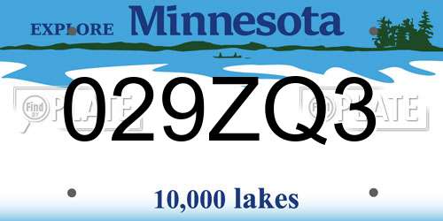029ZQ3 Minnesota License Plate