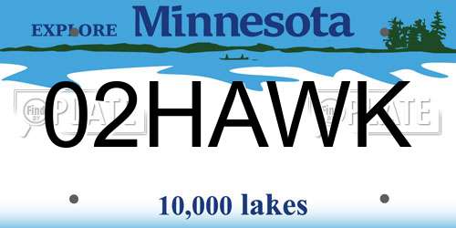 02HAWK Minnesota License Plate