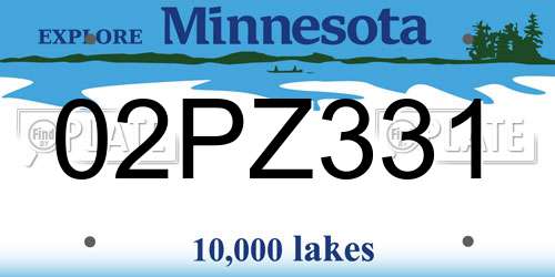 02PZ331 Minnesota License Plate