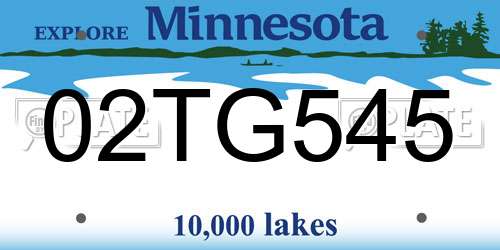02TG545 Minnesota License Plate