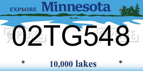 02TG548 Minnesota License Plate