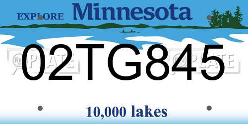 02TG845 Minnesota License Plate
