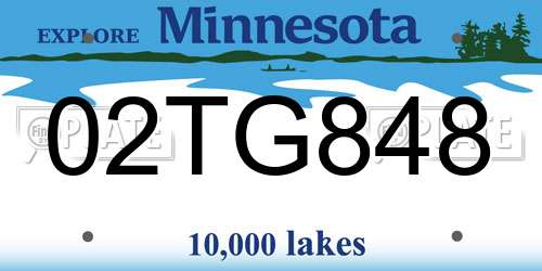 02TG848 Minnesota License Plate