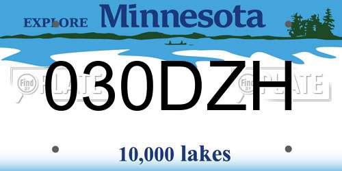 030DZH Minnesota License Plate
