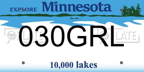 030GRL Minnesota License Plate