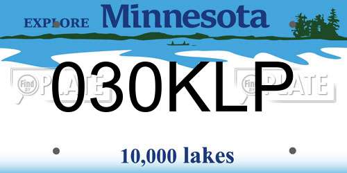 030KLP Minnesota License Plate