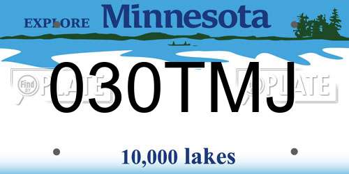 030TMJ Minnesota License Plate