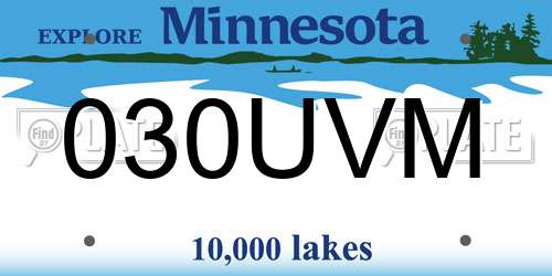 030UVM Minnesota License Plate