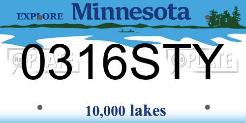 0316STY Minnesota License Plate