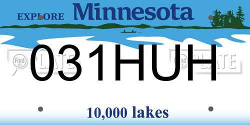 031HUH Minnesota License Plate