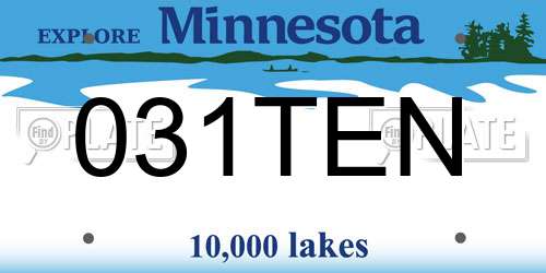 031TEN Minnesota License Plate