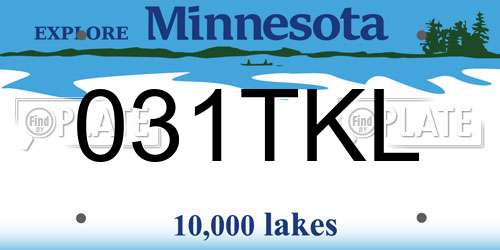 031TKL Minnesota License Plate