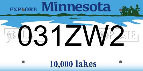 031ZW2 Minnesota License Plate