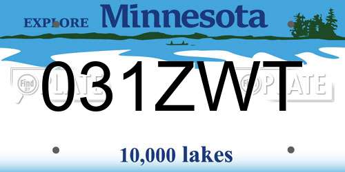 031ZWT Minnesota License Plate