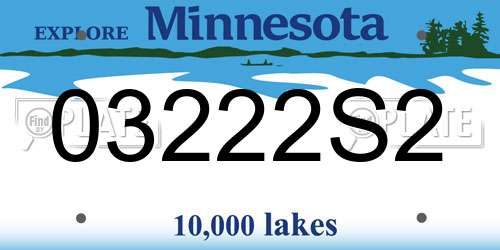 03222S2 Minnesota License Plate