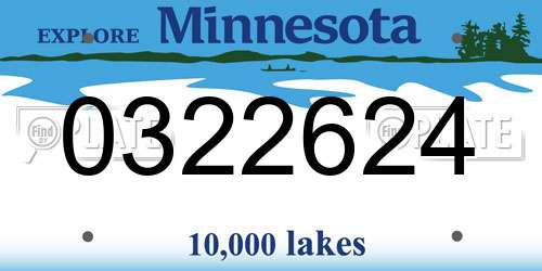 0322624 Minnesota License Plate
