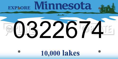 0322674 Minnesota License Plate