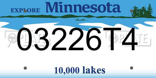 03226T4 Minnesota License Plate