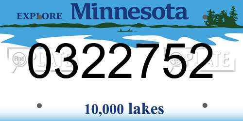0322752 Minnesota License Plate