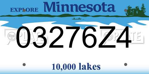 03276Z4 Minnesota License Plate