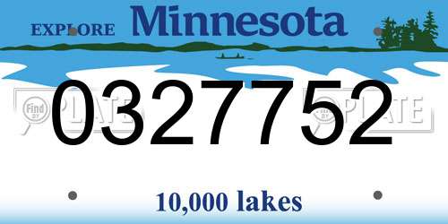 0327752 Minnesota License Plate