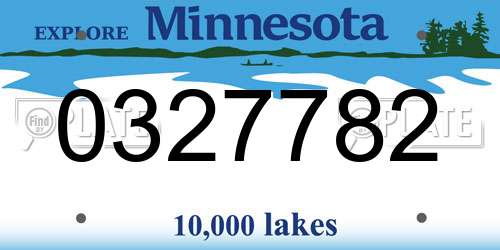 0327782 Minnesota License Plate